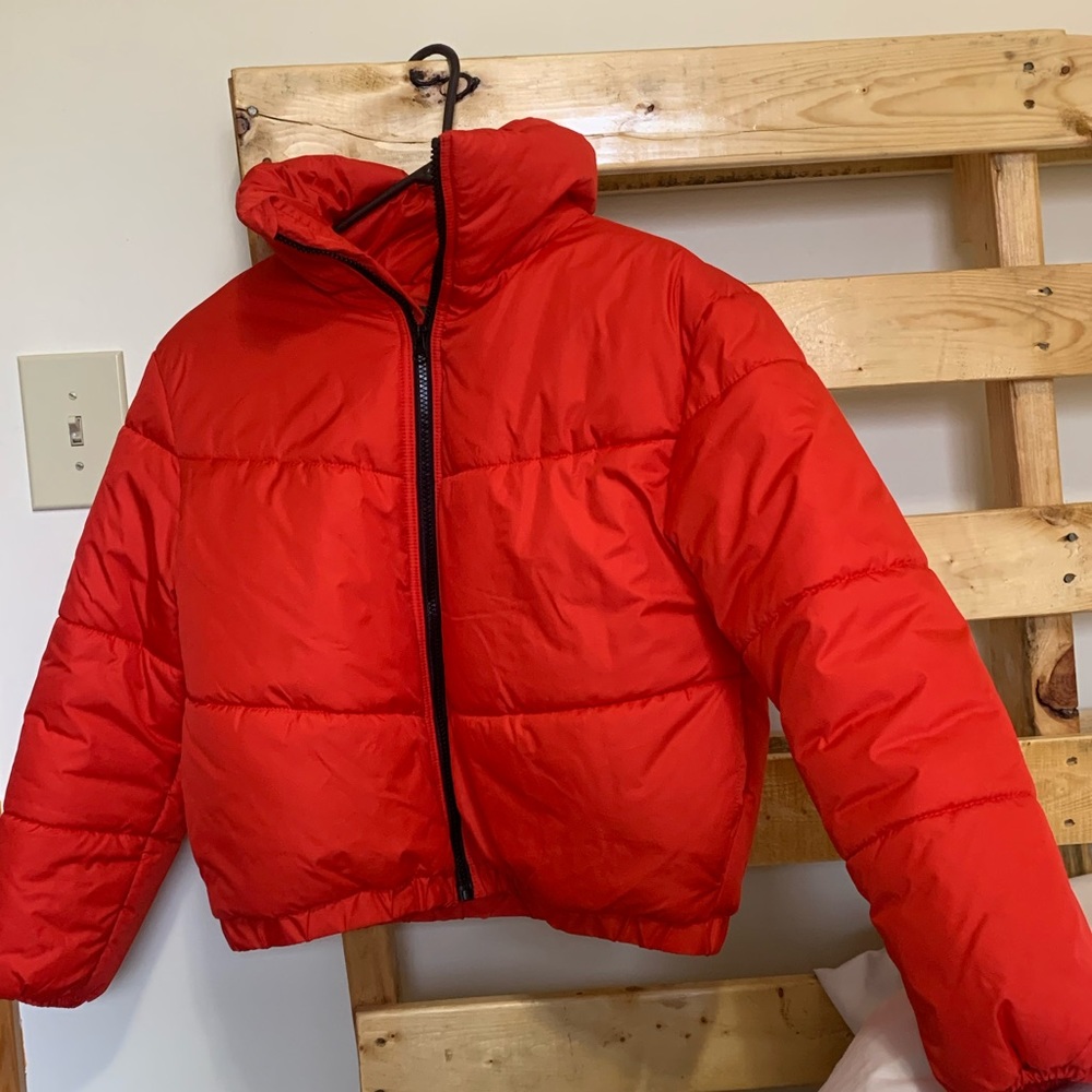 Wild Fable red cropped puffer jacket